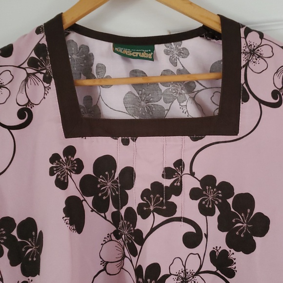 Uniform Advantage Pink Top with Black Floral Print - Picture 3 of 8